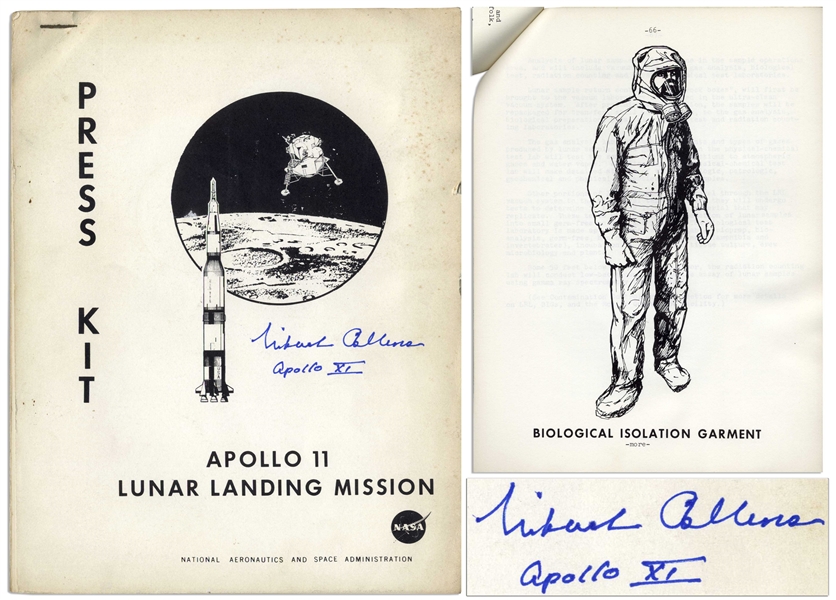 Michael Collins Signed Original Press Kit for the Apollo 11 Mission
